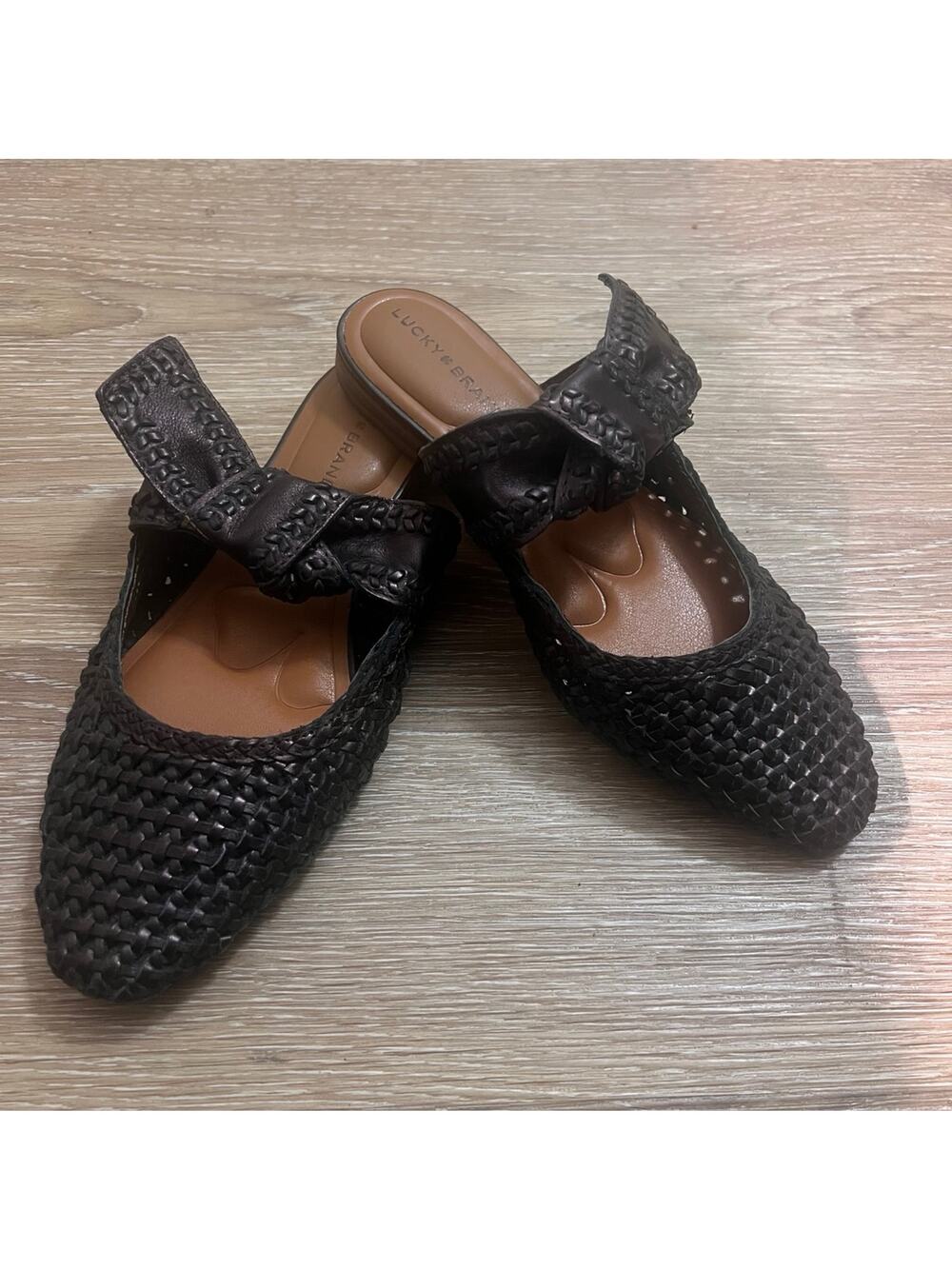 Lucky Brand Grenaldie Brown Leather Mules Womens 7.5